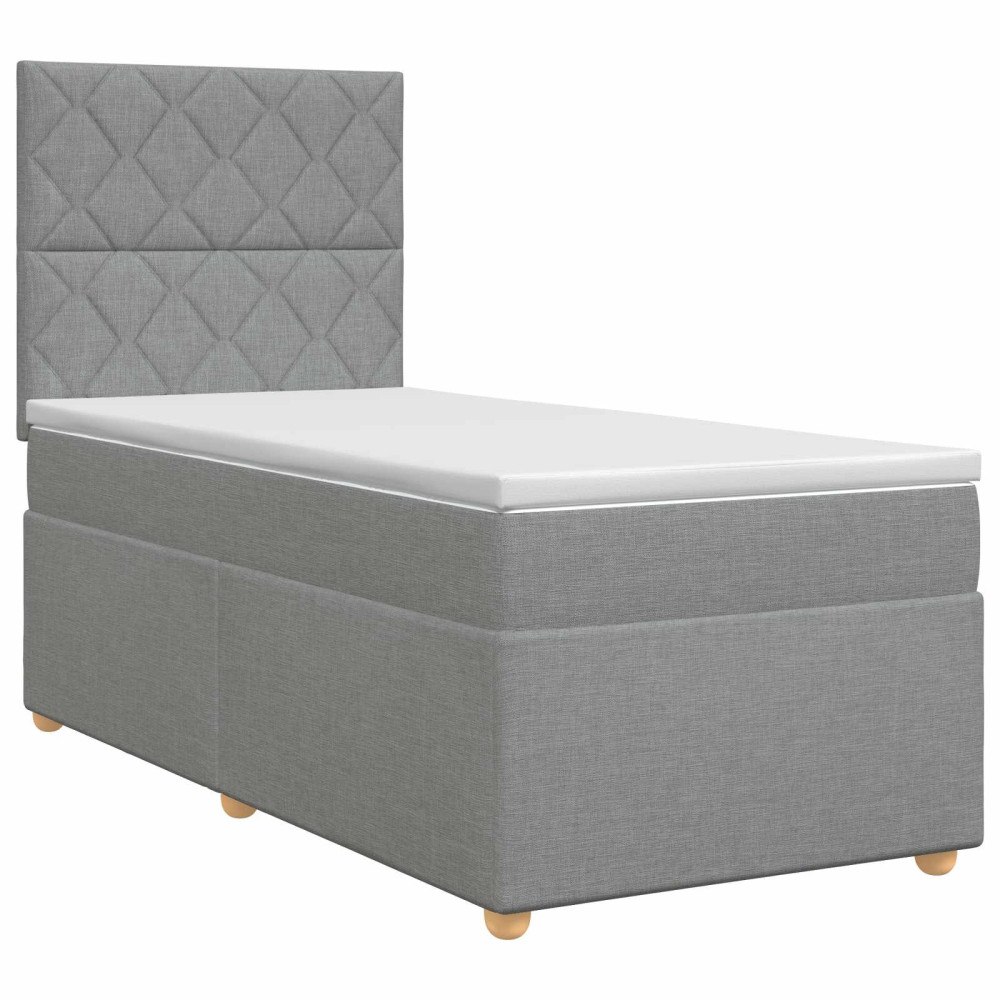 vidaXL Kontinentalsäng med madrass Ljusgrå 100 x 200 cm Tyg