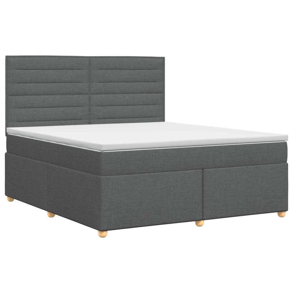 vidaXL Kontinentalsäng med madrass Mörkgrå 180 x 200 cm Tyg
