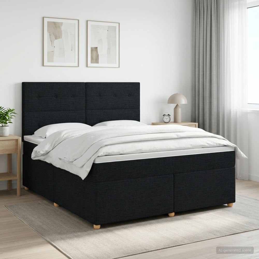 vidaXL Kontinentalsäng med madrass Svart 180 x 200 cm Tyg