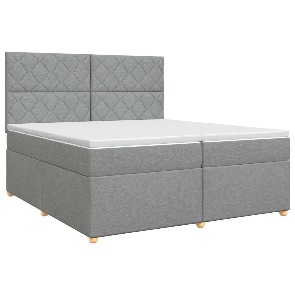 vidaXL Kontinentalsäng med madrass Ljusgrå 200 x 200 cm Tyg