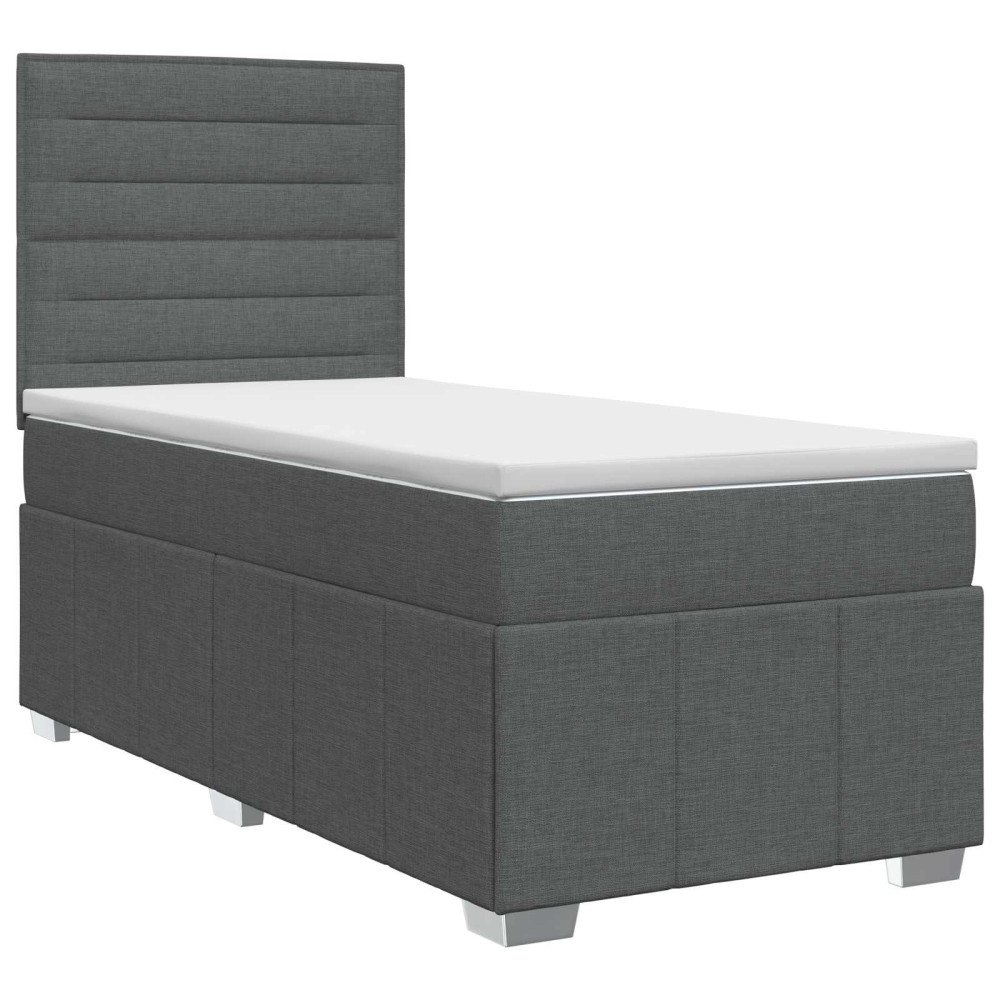 vidaXL Kontinentalsäng med madrass Mörkgrå 90 x 190 cm Tyg