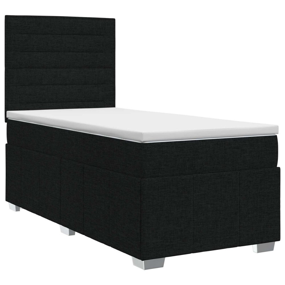 vidaXL Kontinentalsäng med madrass Svart 100 x 200 cm Tyg
