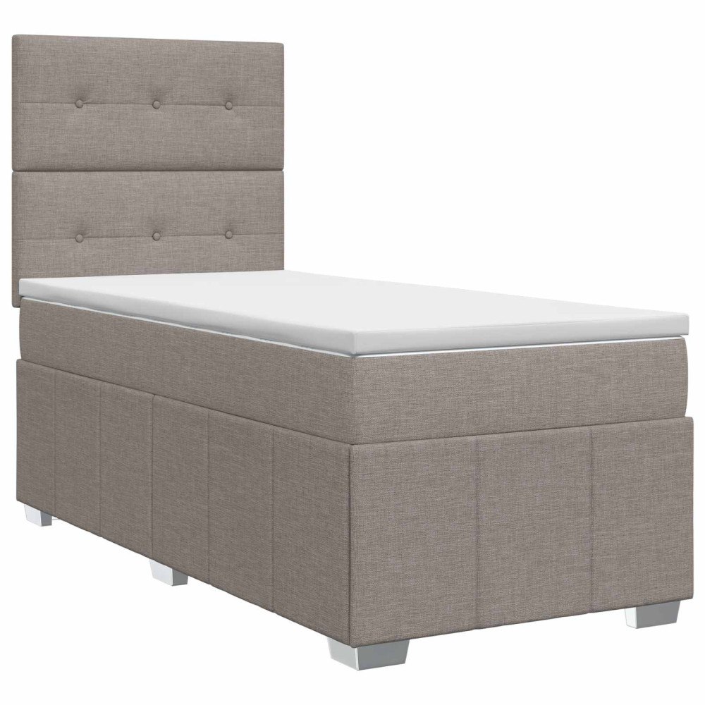 vidaXL Kontinentalsäng med madrass Taupe 100 x 200 cm Tyg