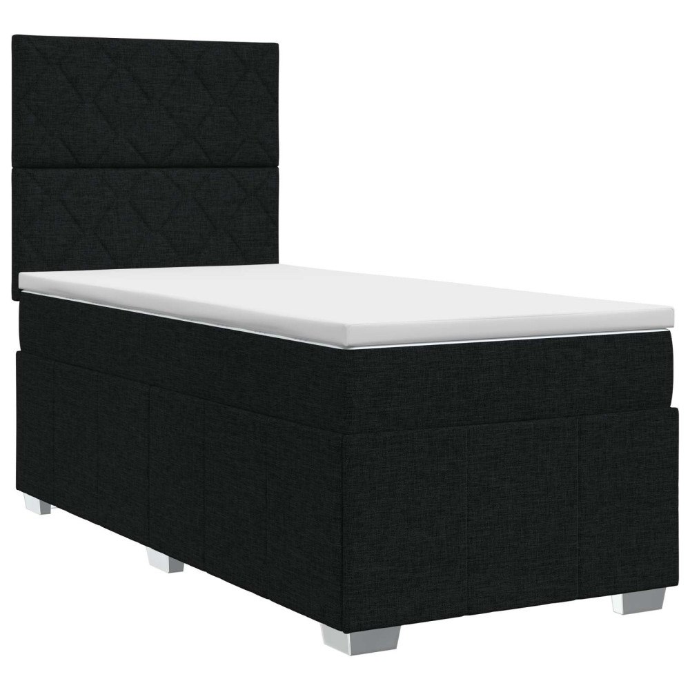 vidaXL Kontinentalsäng med madrass Svart 100 x 200 cm Tyg