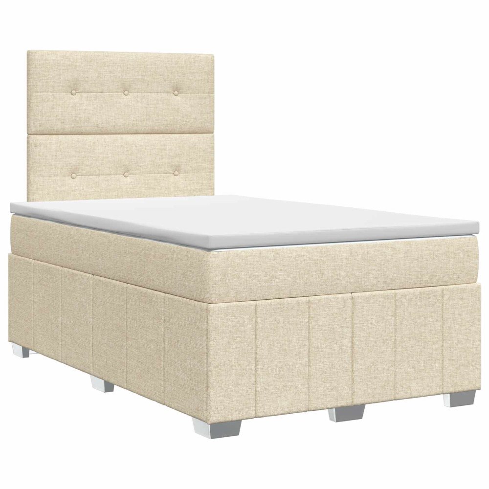 vidaXL Kontinentalsäng med madrass Gräddvit 120 x 190 cm Tyg