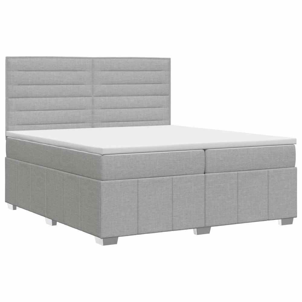 vidaXL Kontinentalsäng med madrass Ljusgrå 200 x 200 cm Tyg