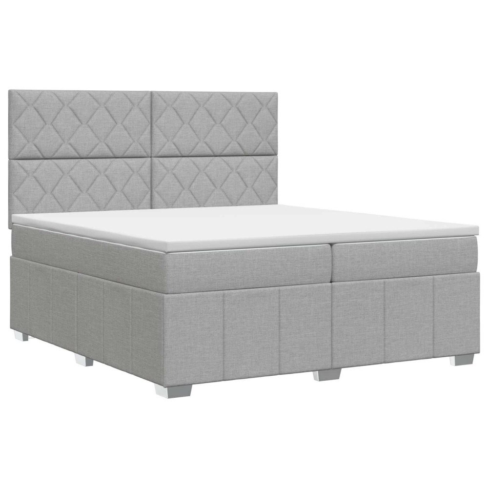 vidaXL Kontinentalsäng med madrass Ljusgrå 200 x 200 cm Tyg