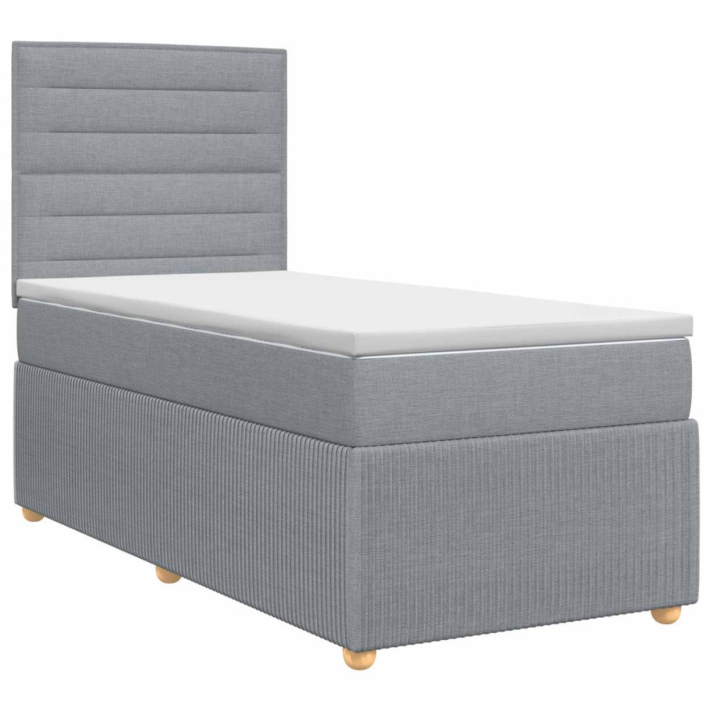 vidaXL Kontinentalsäng med madrass Ljusgrå 80 x 200 cm Tyg