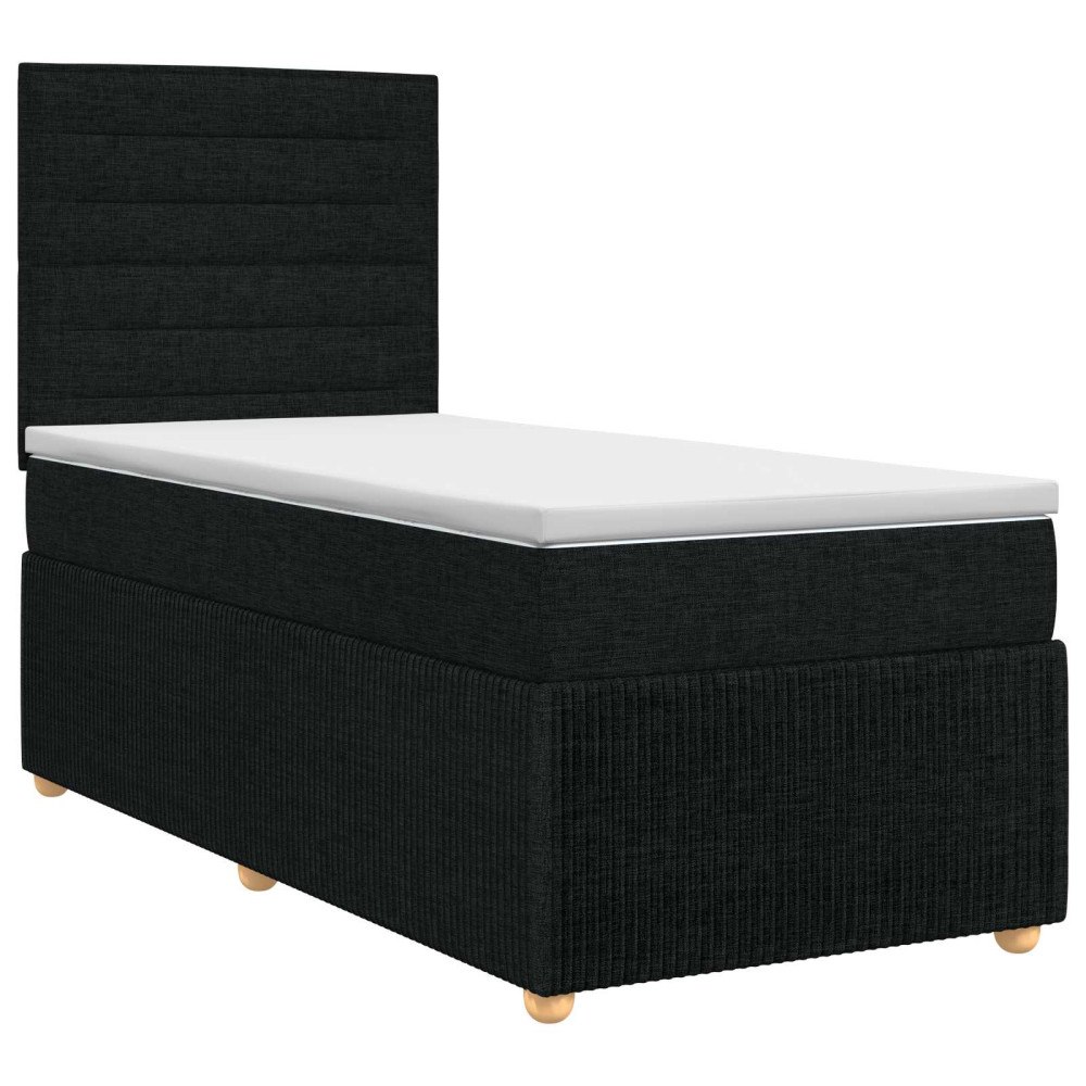 vidaXL Kontinentalsäng med madrass Svart 100 x 200 cm Tyg