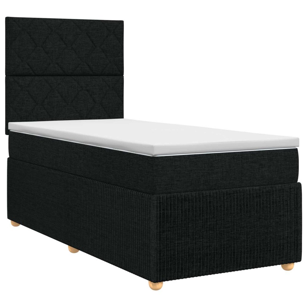 vidaXL Kontinentalsäng med madrass Svart 100 x 200 cm Tyg