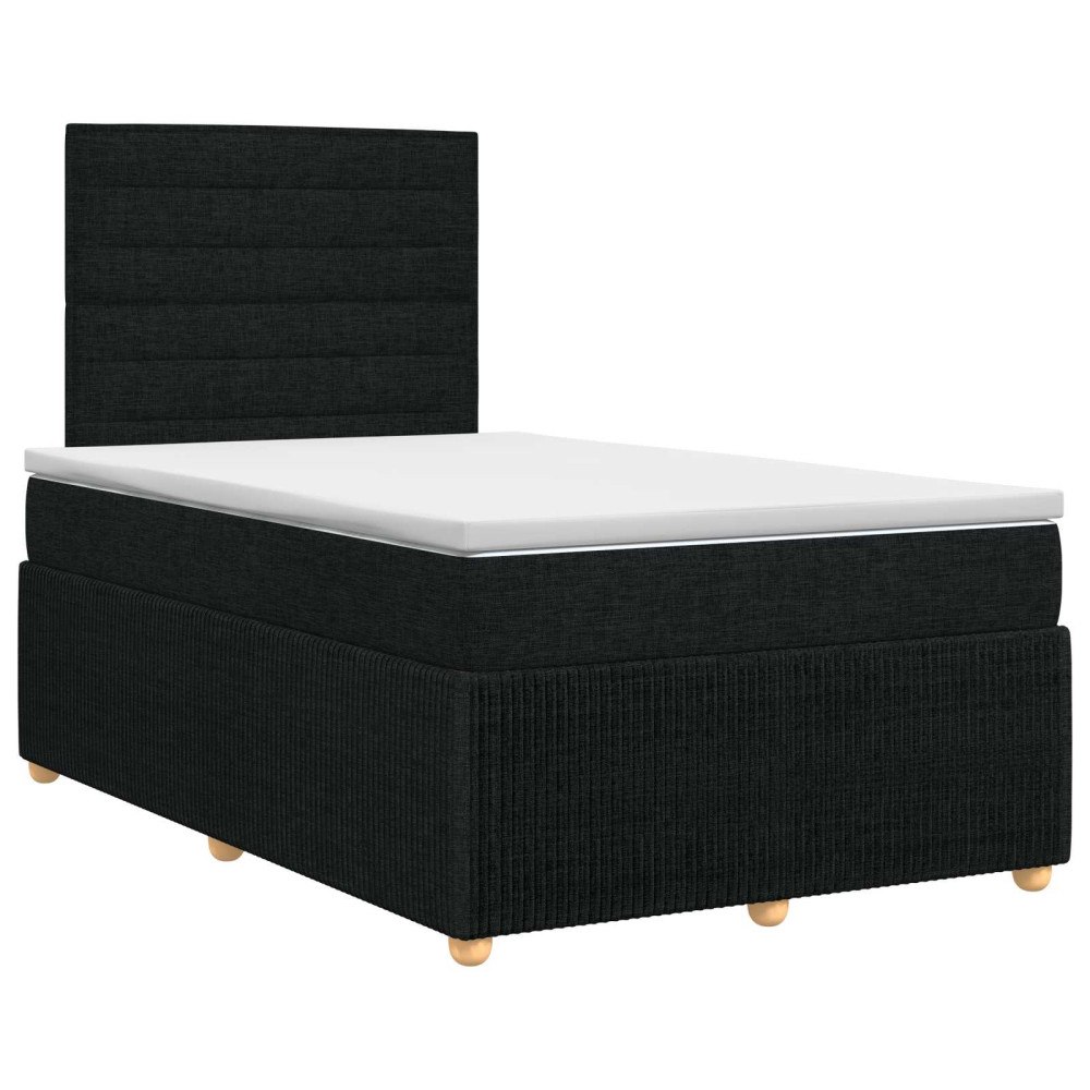 vidaXL Kontinentalsäng med madrass Svart 120 x 190 cm Tyg