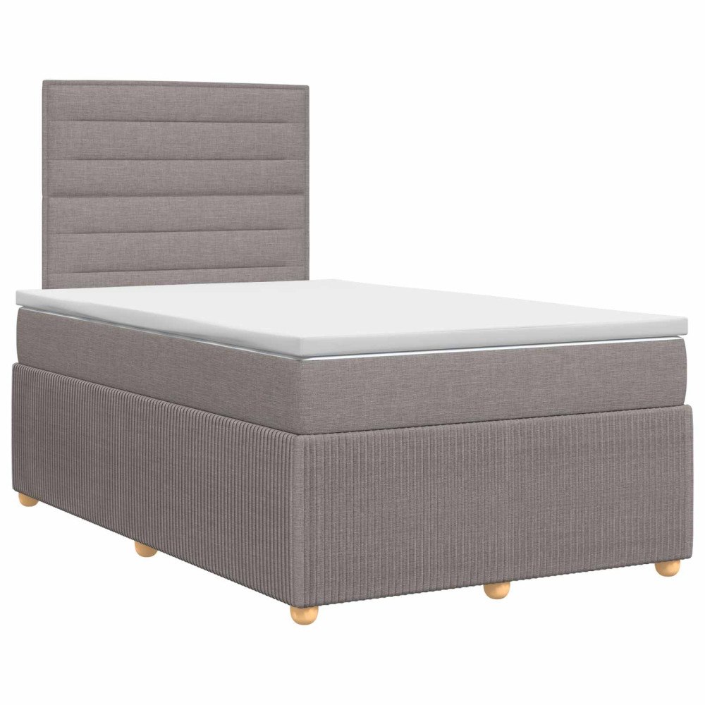 vidaXL Kontinentalsäng med madrass Taupe 120 x 190 cm Tyg