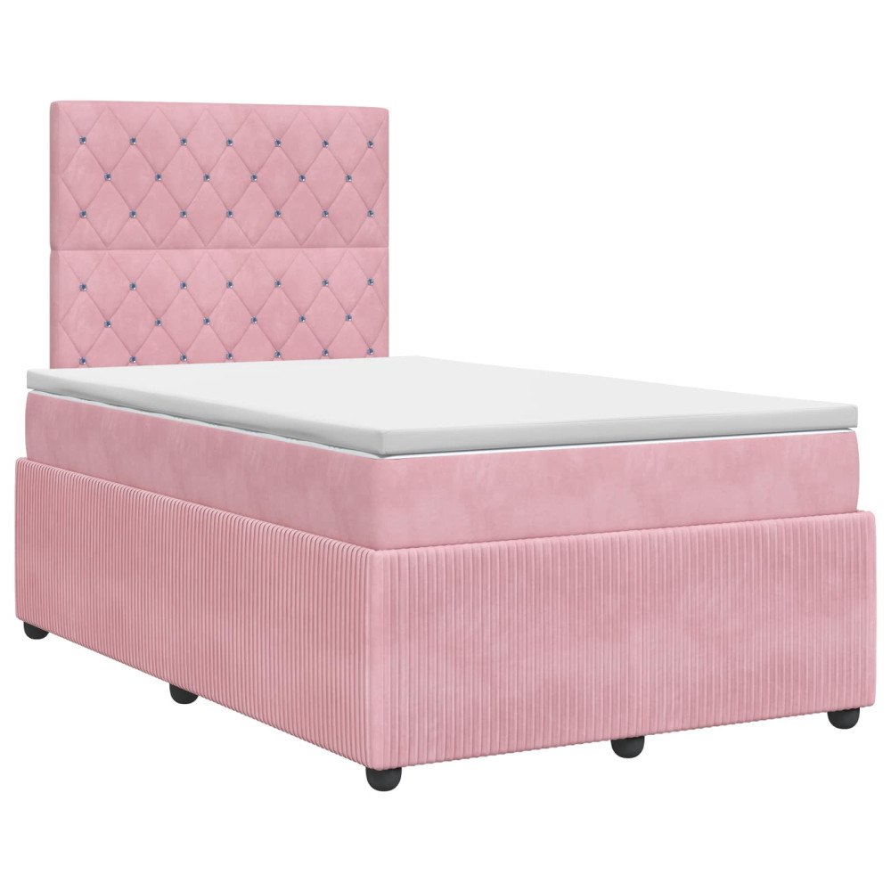 vidaXL Kontinentalsäng med madrass Rosa 120 x 190 cm Sammet
