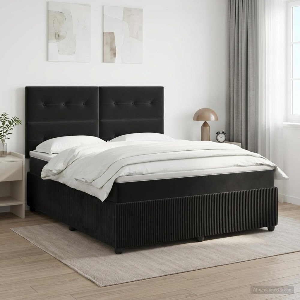 vidaXL Kontinentalsäng med madrass Svart 160 x 200 cm Sammet