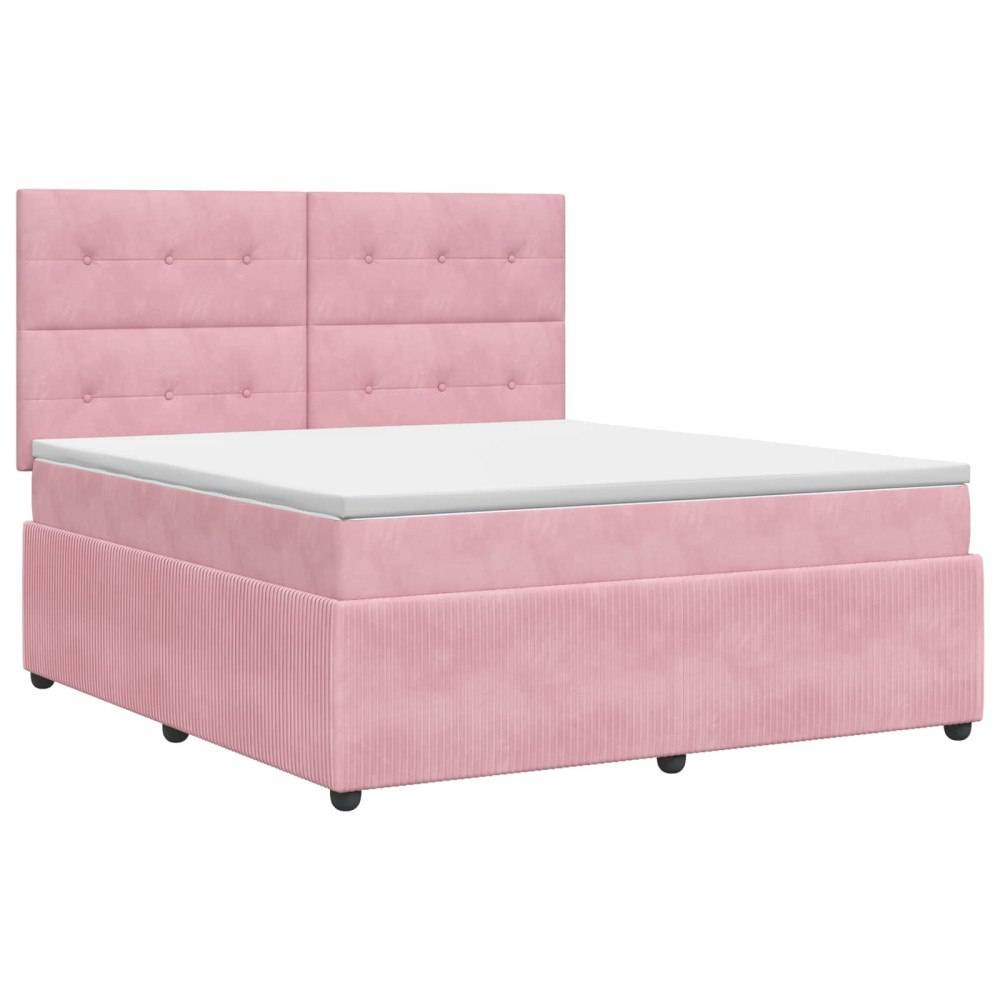 vidaXL Kontinentalsäng med madrass Rosa 160 x 200 cm Sammet