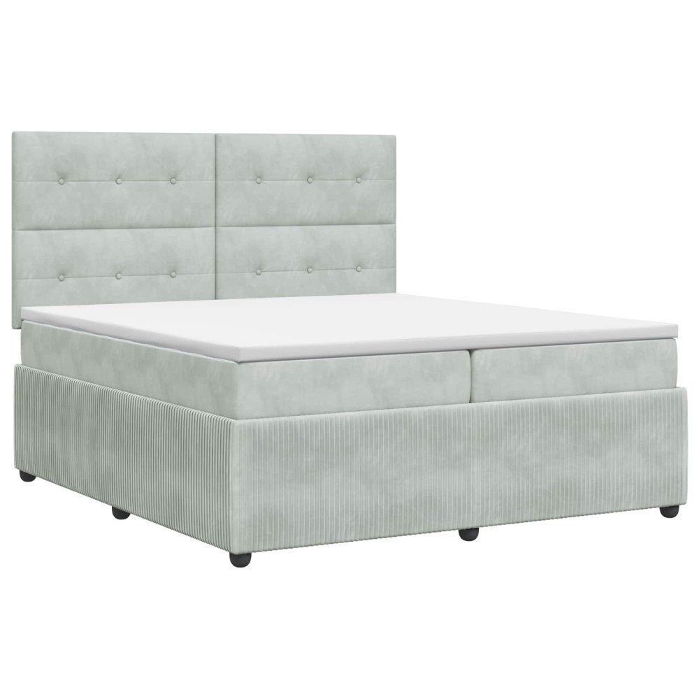 vidaXL Kontinentalsäng med madrass Ljusgrå 200 x 200 cm Sammet