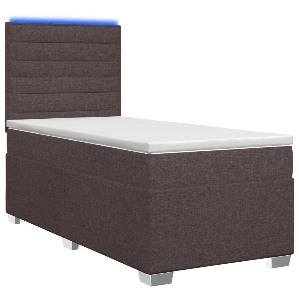 vidaXL Kontinentalsäng med madrass Mörkbrun 90 x 190 cm Tyg
