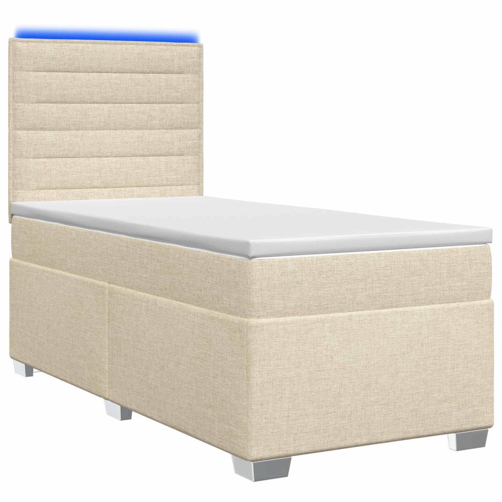 vidaXL Kontinentalsäng med madrass Gräddvit 90 x 190 cm Tyg