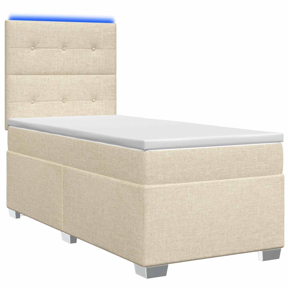 vidaXL Kontinentalsäng med madrass Gräddvit 100 x 200 cm Tyg