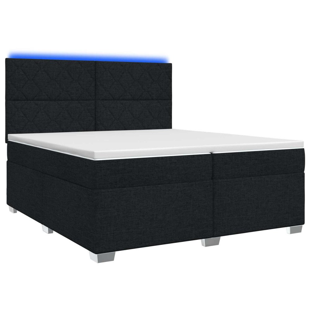 vidaXL Kontinentalsäng med madrass Svart 200 x 200 cm Tyg