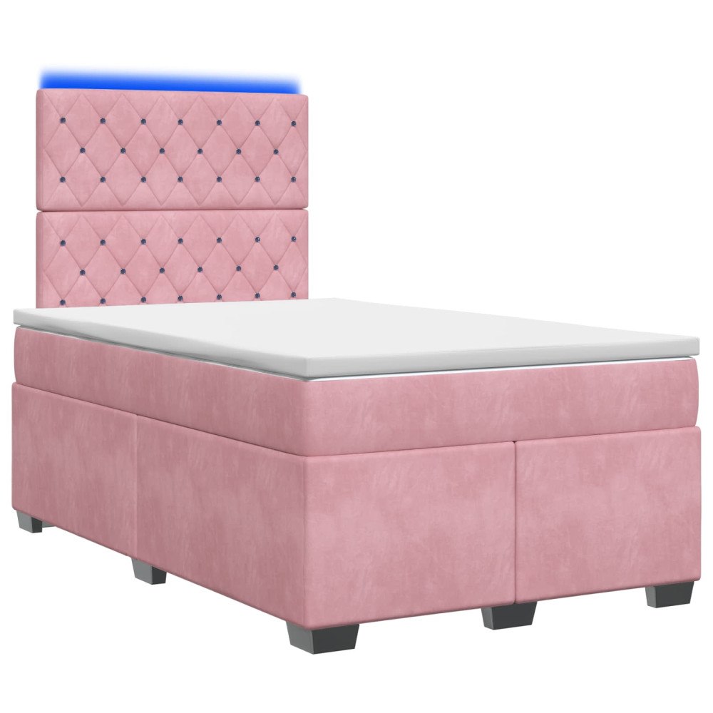 vidaXL Kontinentalsäng med madrass Rosa 120 x 200 cm Sammet