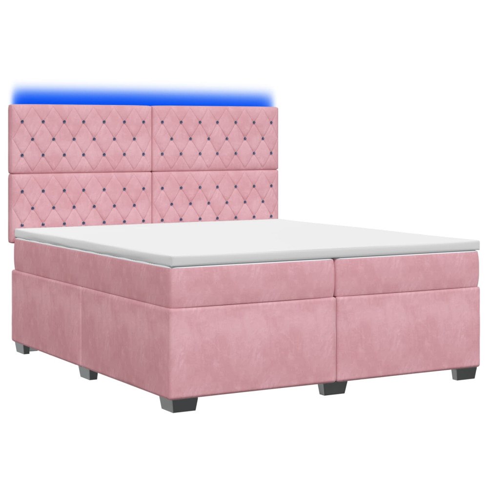 vidaXL Kontinentalsäng med madrass Rosa 200 x 200 cm Sammet