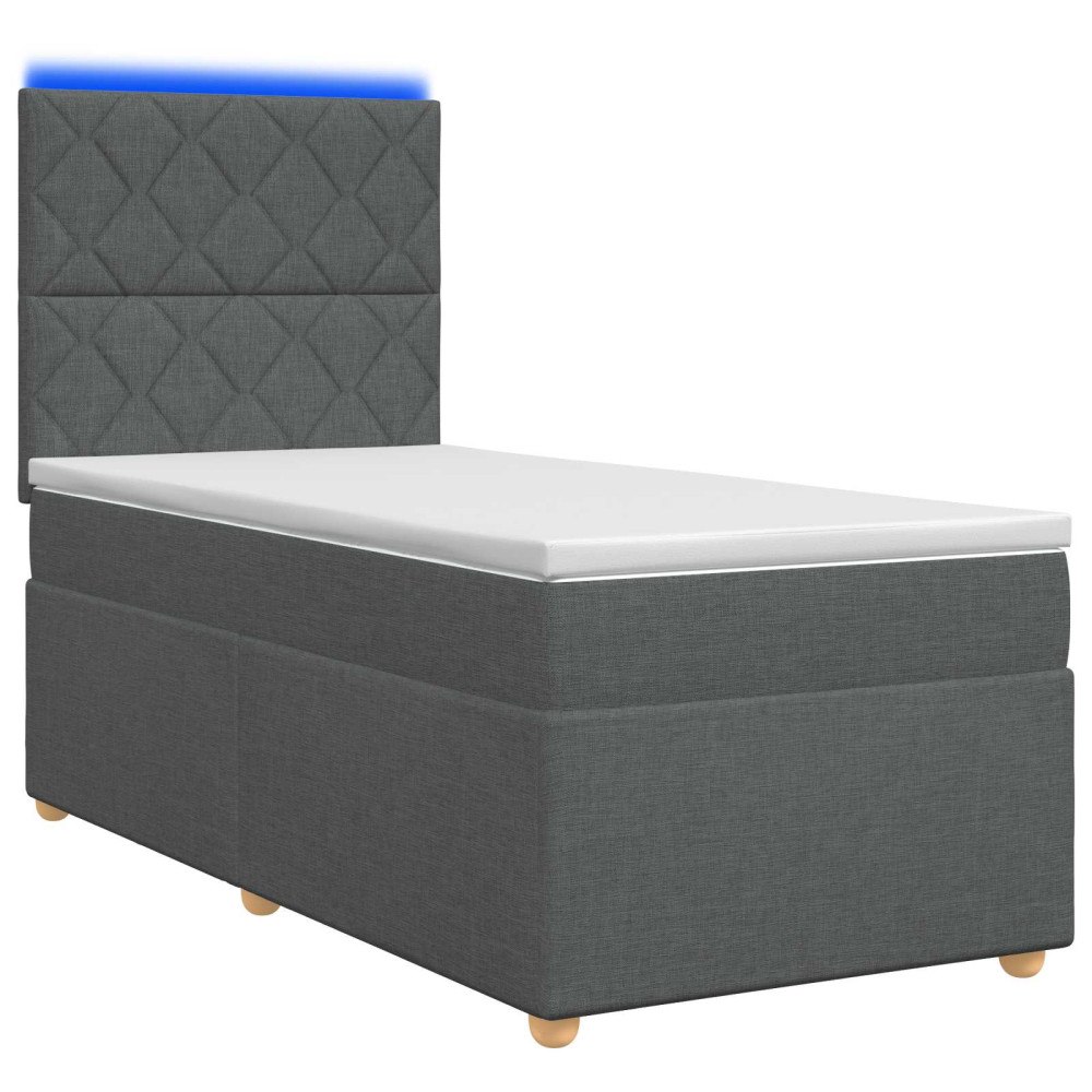 vidaXL Kontinentalsäng med madrass Mörkgrå 80 x 200 cm Tyg