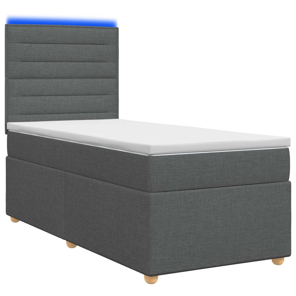 vidaXL Kontinentalsäng med madrass Mörkgrå 90 x 200 cm Tyg