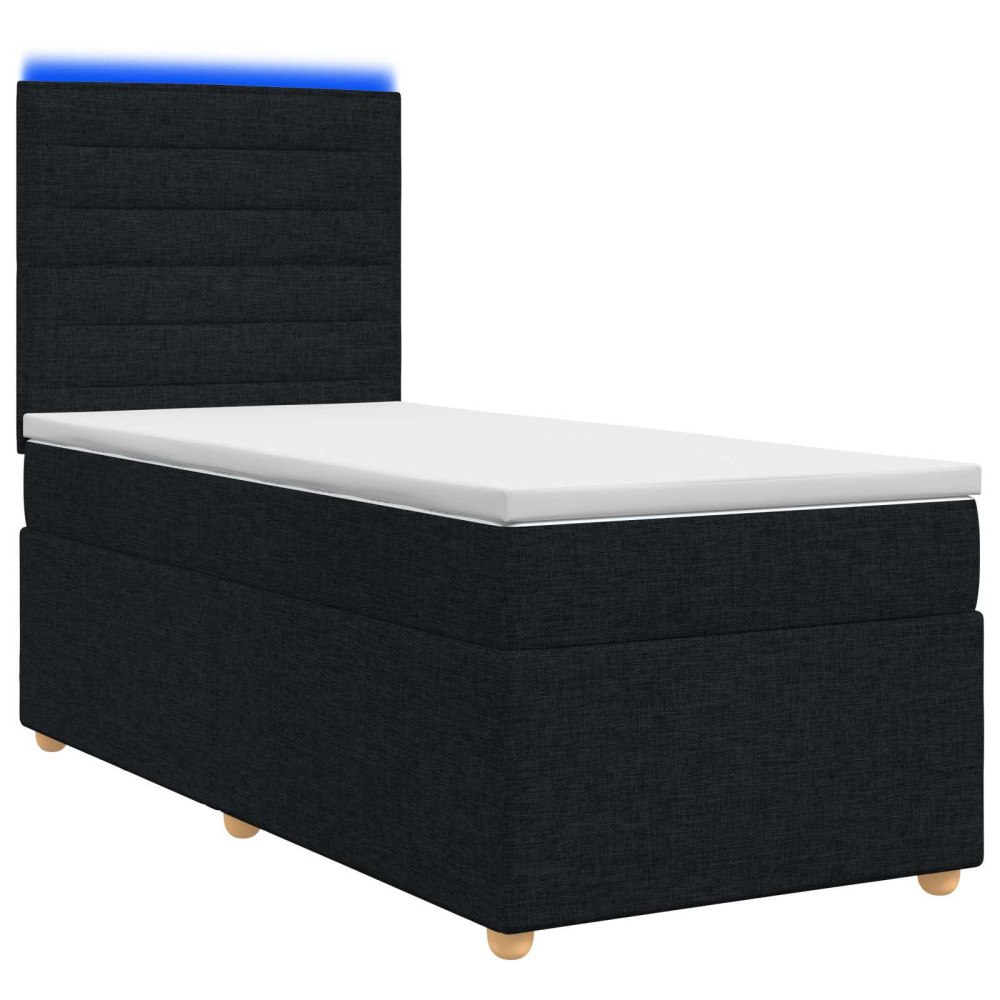 vidaXL Kontinentalsäng med madrass Svart 100 x 200 cm Tyg