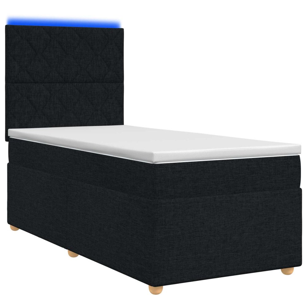 vidaXL Kontinentalsäng med madrass Svart 100 x 200 cm Tyg