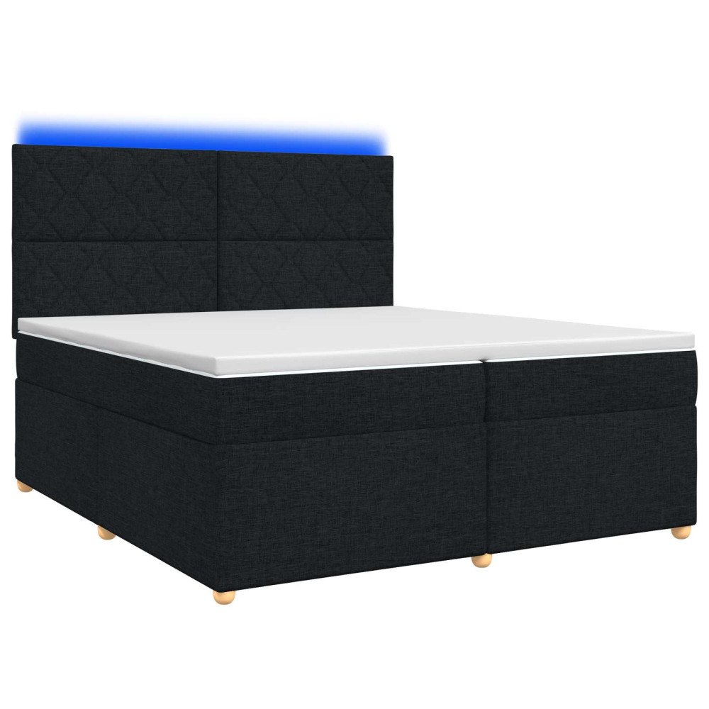 vidaXL Kontinentalsäng med madrass Svart 200 x 200 cm Tyg