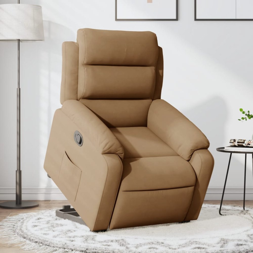 vidaXL Reclinerfåtölj med uppresningshjälp brun sammet