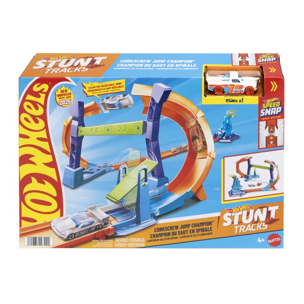 Hot Wheels HW Stunt Tracks Corkscrew Jump Champion