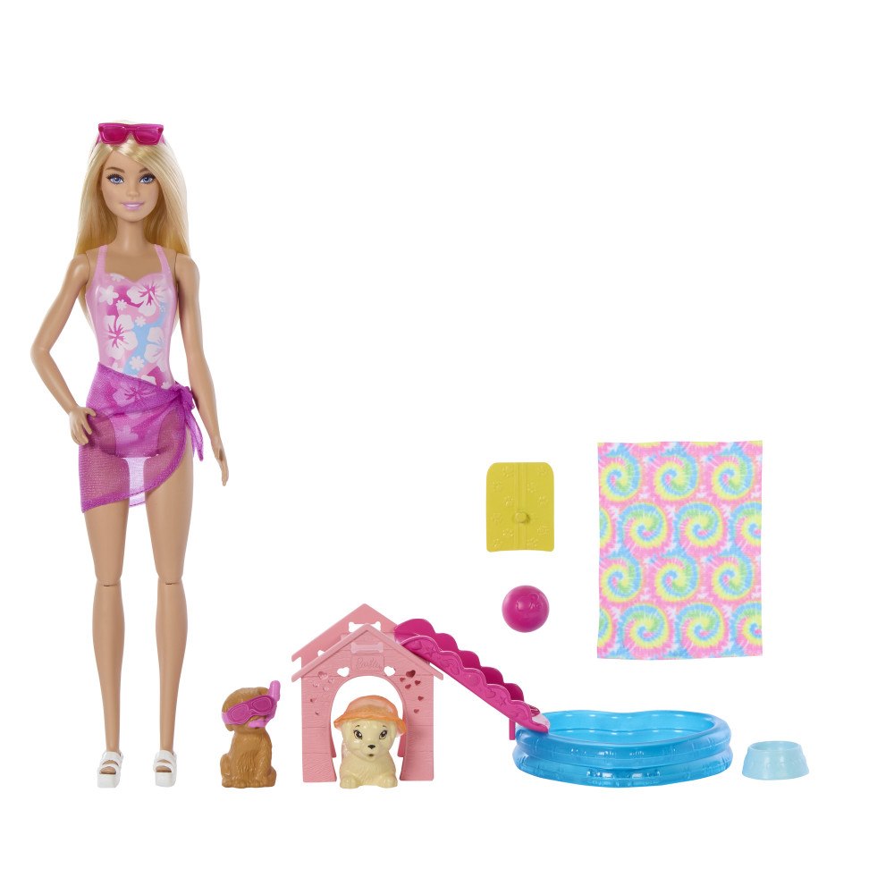 Barbie Barbie Poolparty för valpar Aloha blond
