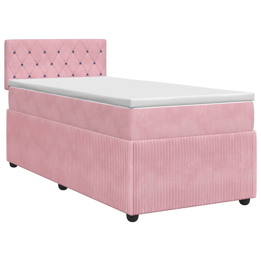vidaXL Kontinentalsäng med madrass Rosa 90 x 190 cm Sammet