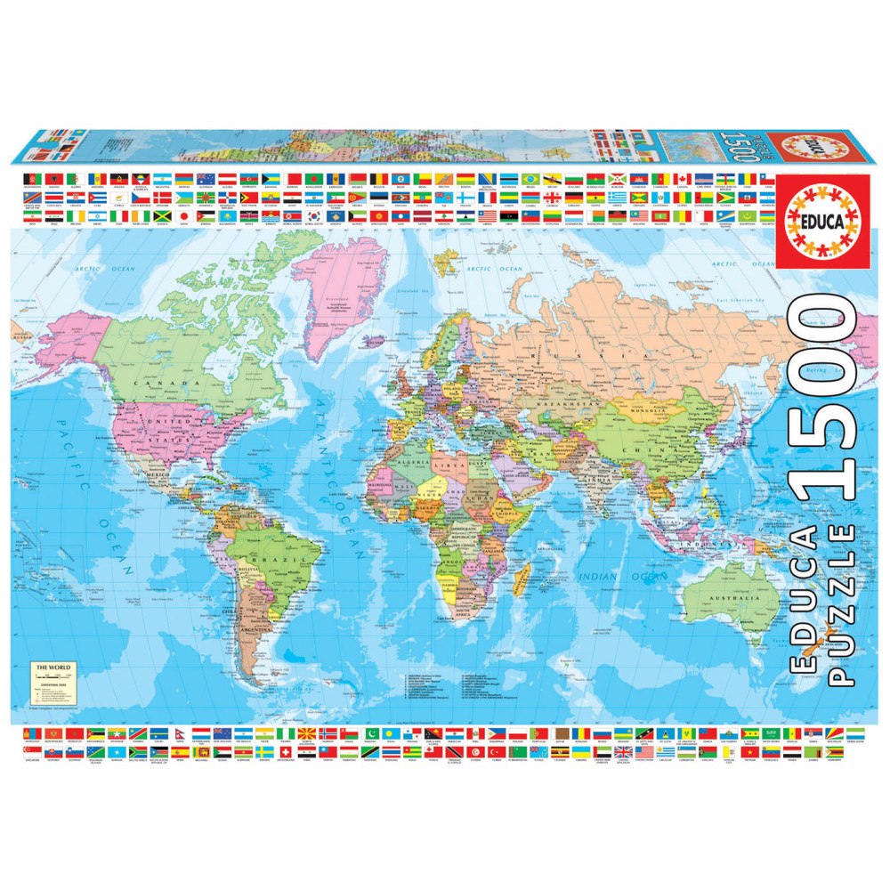 Educa Puzzle Educa pussel 1500 The World Map