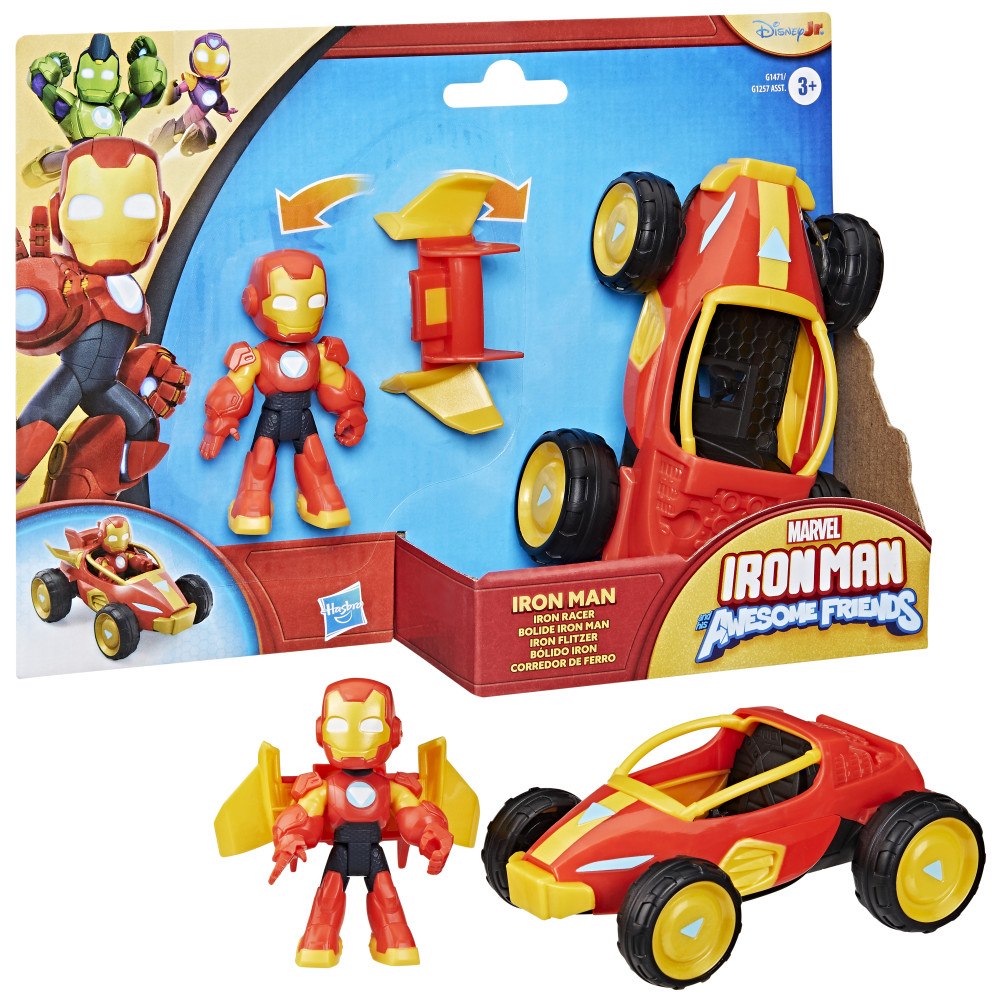 Iron Man & Friends Iron Man & F. Fordon & figur 7,6 cm sort