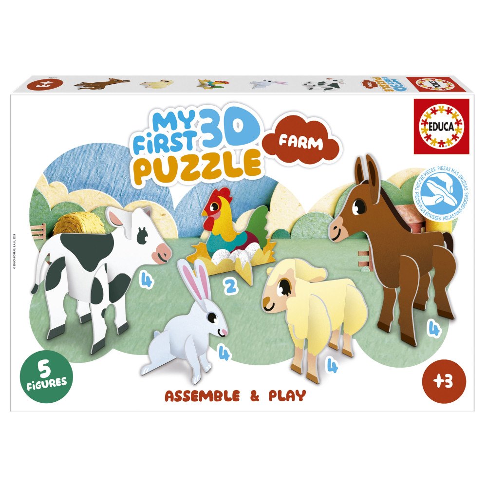 Educa Puzzle Educa 3D Puzzle Kids Baby Farm