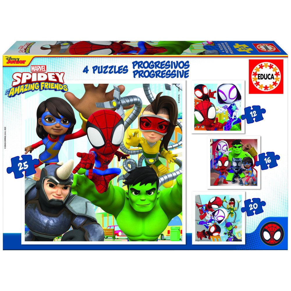 Educa Puzzle Educa 12-16-20-25 progr Spidey m vänner