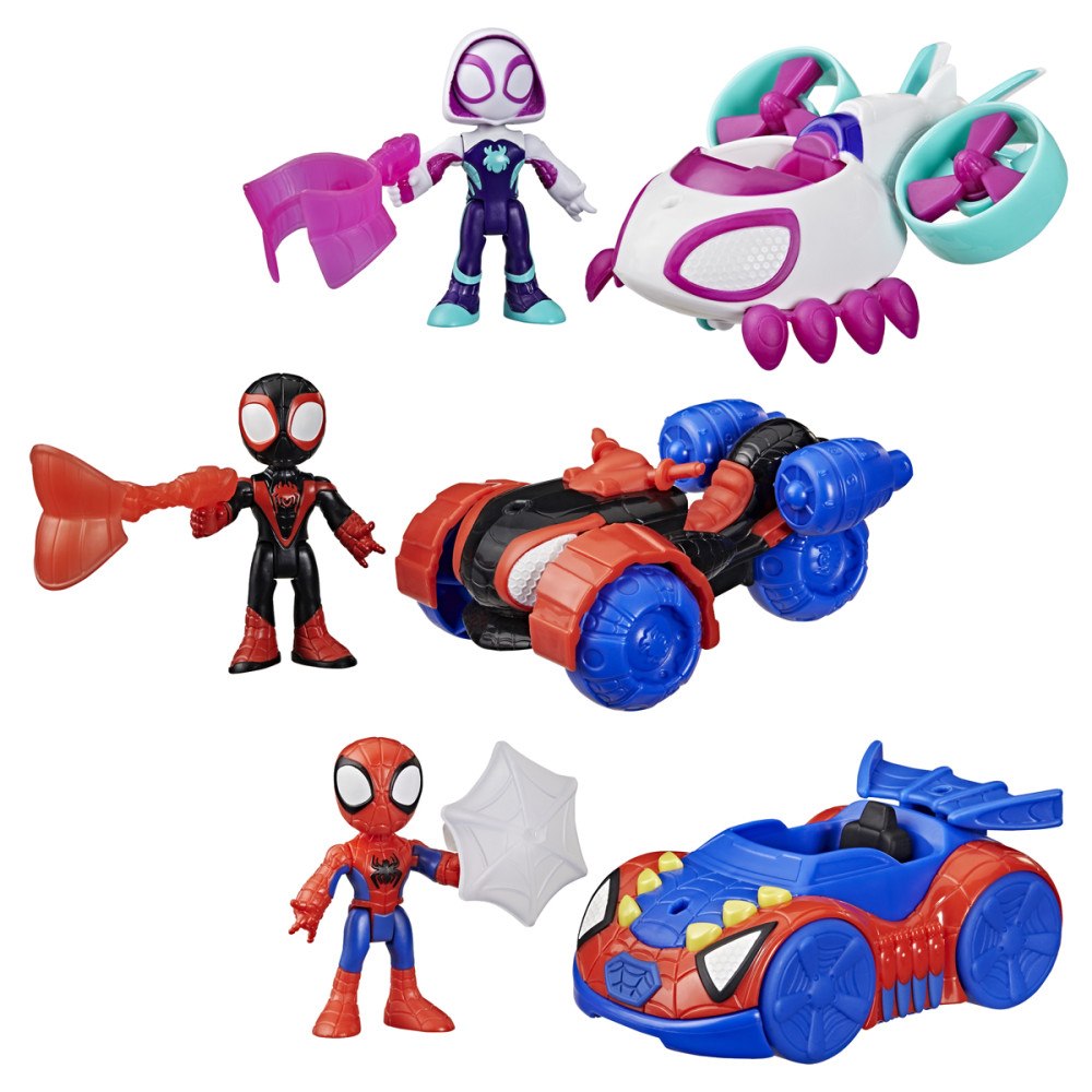 Spidey & Friends Spidey & Friends Fordon & Figur 7,6 cm Sort.