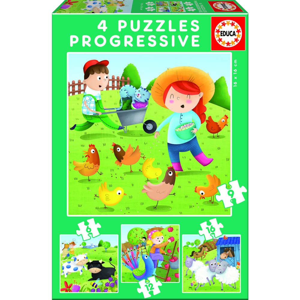 Educa Puzzle Educa 6-9-12-16  Farm Animals