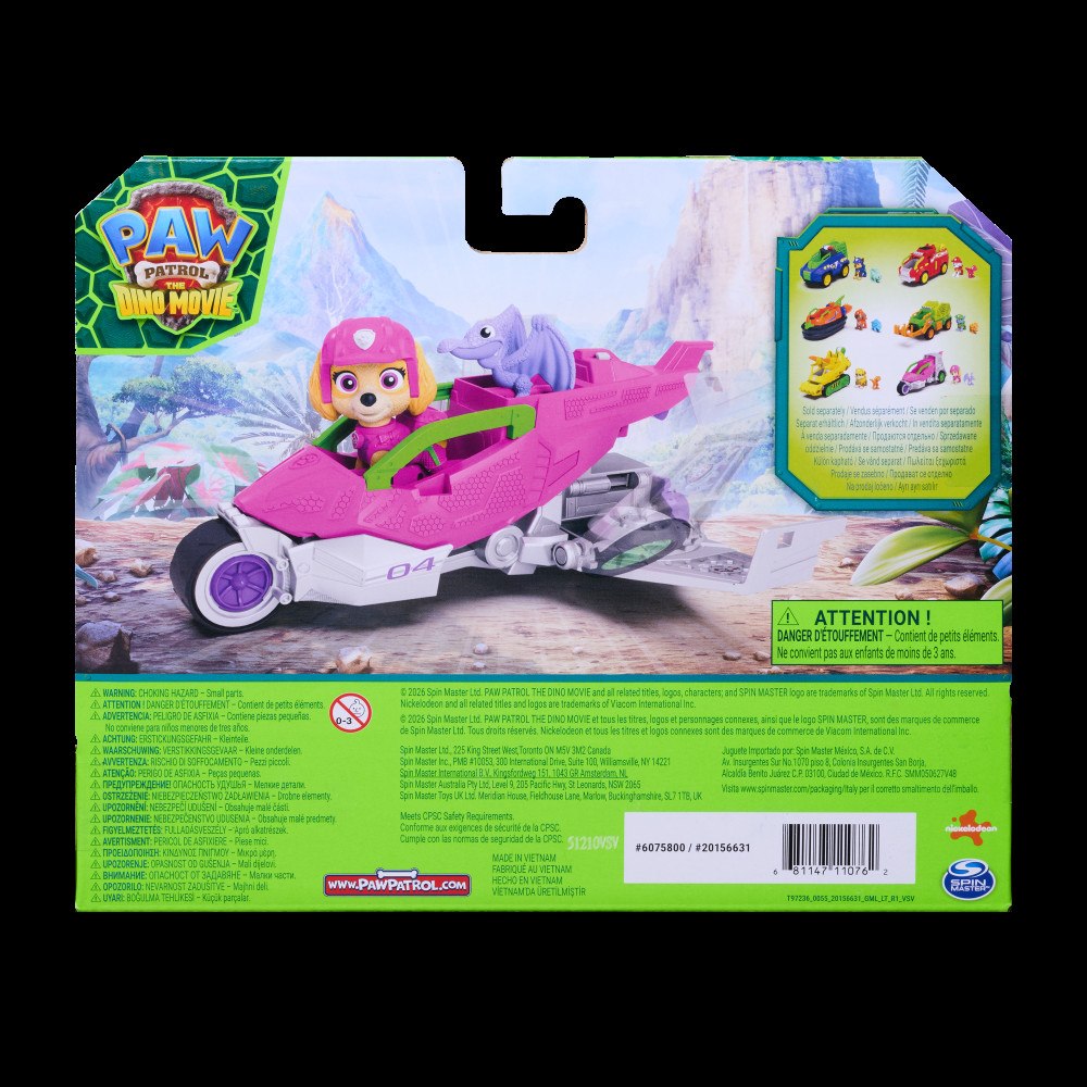Paw Patrol Paw P. Movie 3 Dino Tema Fordon Skye