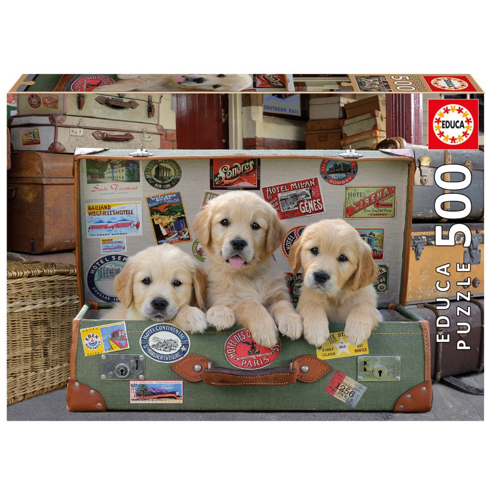 Educa Puzzle Educa pussel 500 Hundvalpar i bagaget