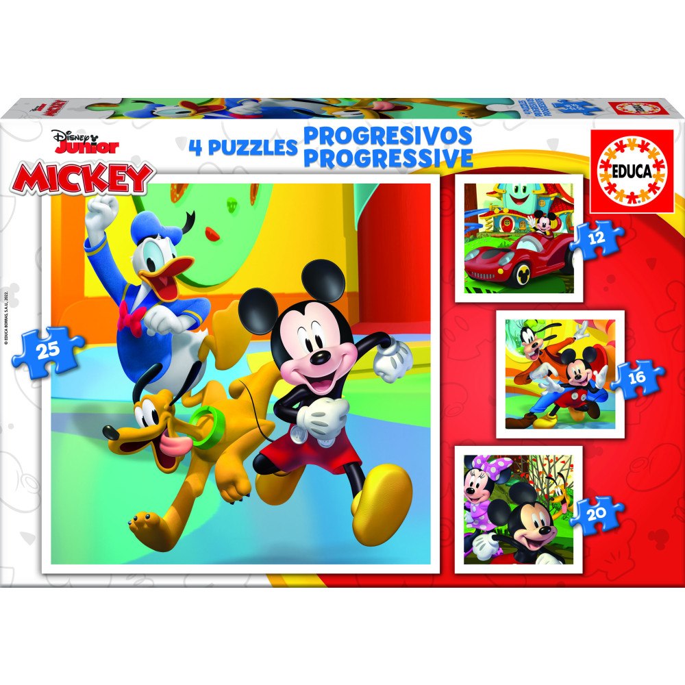 Educa Puzzle Educa 12-16-20-25 progr Mickey m vänner