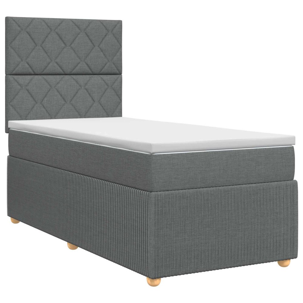 vidaXL Kontinentalsäng med madrass Mörkgrå 80 x 200 cm Tyg