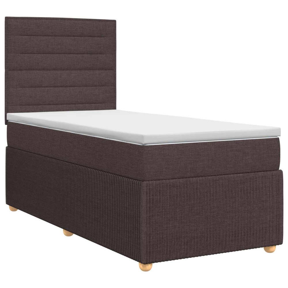 vidaXL Kontinentalsäng med madrass Mörkbrun 90 x 200 cm Tyg
