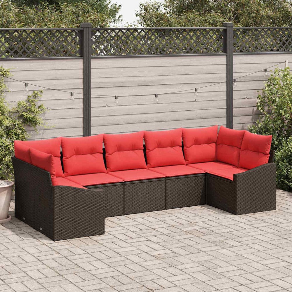 vidaXL Soffset 7 st Brun konstrotting