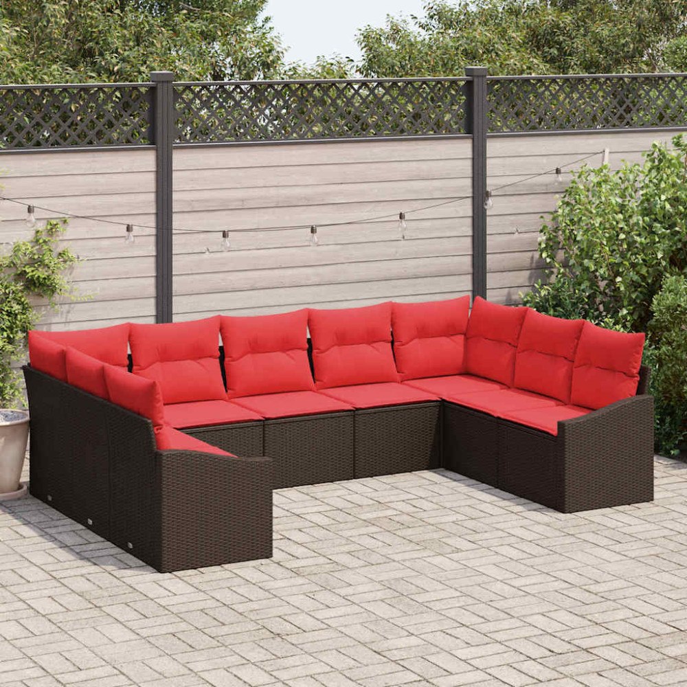 vidaXL Soffset 9 st Brun konstrotting