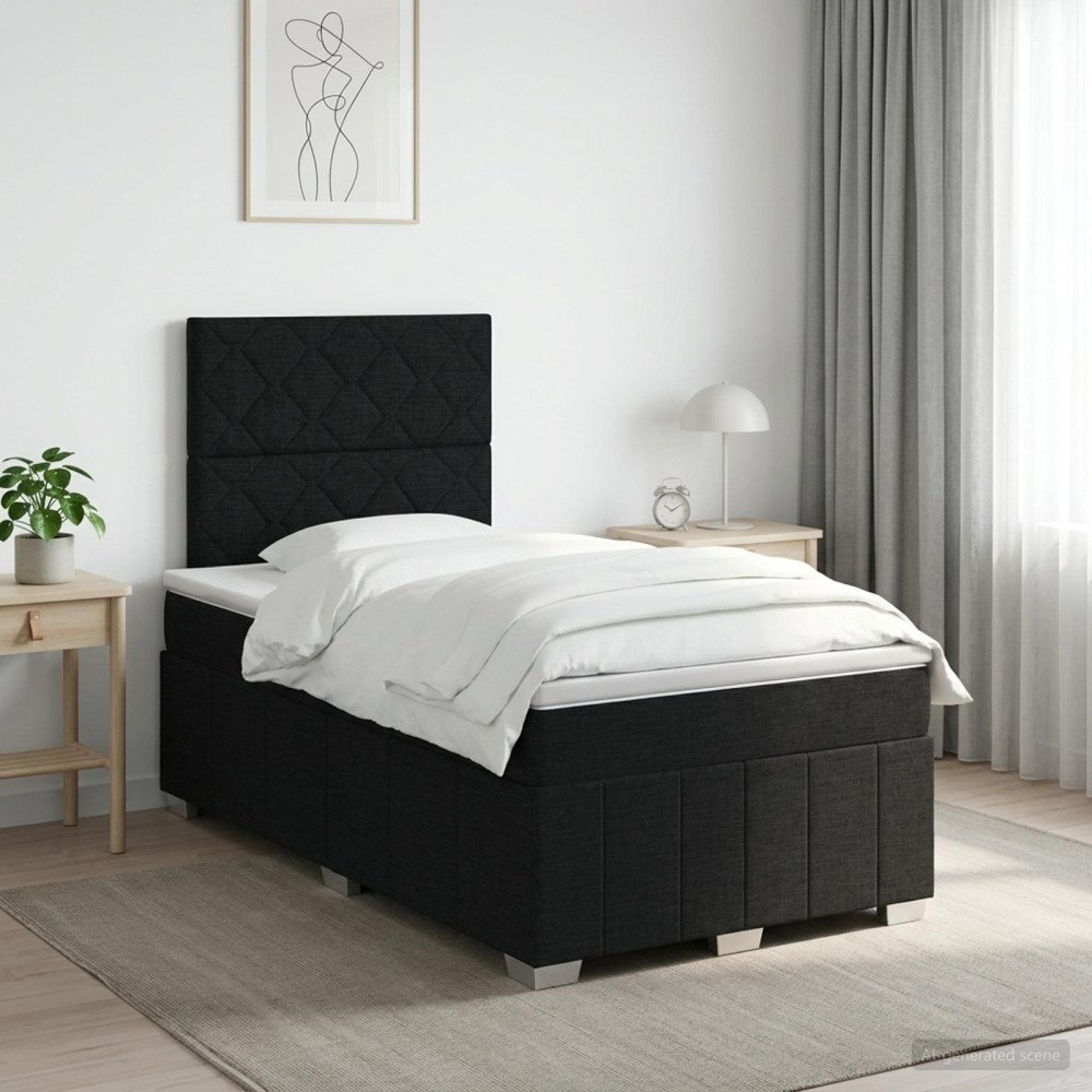 vidaXL Kontinentalsäng med madrass Svart 120 x 200 cm Tyg