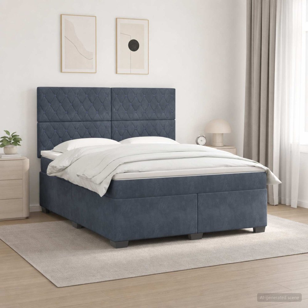 vidaXL Kontinentalsäng med madrass Mörkgrå 160 x 200 cm Sammet